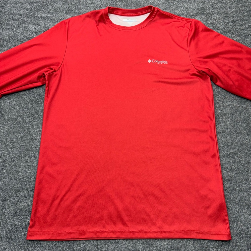 Columbia PFG Mens Red Long Sleeve Fish Flag Graphic Performance Shirt Small - Picture 2 of 10
